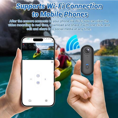 4K Action Camera, Wearable Body Camera with 64GB, Hands-Free Recording WiFi POV Camera with Waterproof Case, Back clip, Thumb Size Sports Cam Portable Camcorder for Cycling, Hiking, Fishing, Vlogging in Kuwait