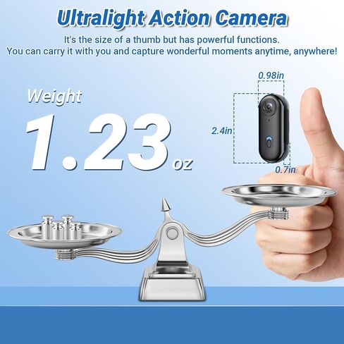 4K Action Camera, Wearable Body Camera with 64GB, Hands-Free Recording WiFi POV Camera with Waterproof Case, Back clip, Thumb Size Sports Cam Portable Camcorder for Cycling, Hiking, Fishing, Vlogging in Kuwait