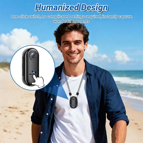 4K Action Camera, Wearable Body Camera with 64GB, Hands-Free Recording WiFi POV Camera with Waterproof Case, Back clip, Thumb Size Sports Cam Portable Camcorder for Cycling, Hiking, Fishing, Vlogging in Kuwait
