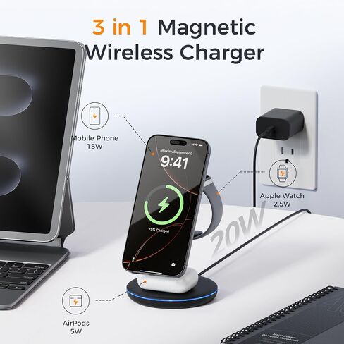 TESSAN 3 in 1 Charging Station Wireless Phone Charger Stand in Saudi Arabia