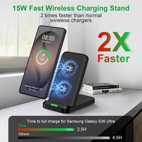 Wireless Charger Samsung S26 Ultra Fast Charging Stand for Galaxy S26 S25 in Kuwait