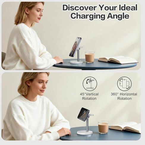 3 in 1 Wireless Charging Station Compatible with MagSafe, 15W Fast Charging Magnetic Mag-Safe Charger Stand for Apple iPhone 17 16 15 14 13 12Series Apple Watch AirPods Pro 4 3 2, Gifts for Men Women in Kuwait