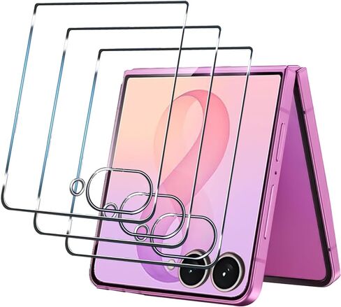 (3 Pack) Front Screen Protector for Samsung Galaxy Z Flip 8,Samsung Z Flip 8 Tempered Glass Film, Ultra Durable 9H Hardness, Anti-Scratch, Bubble-Free, High Sensitivity in Kuwait