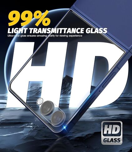 (3 Pack) Front Screen Protector for Samsung Galaxy Z Flip 8,Samsung Z Flip 8 Tempered Glass Film, Ultra Durable 9H Hardness, Anti-Scratch, Bubble-Free, High Sensitivity in Kuwait