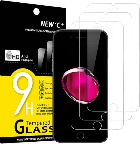 NEW'C 3 Pack Designed for iPhone 8,iPhone 7 Screen Protector (4.7"), Tempered Glass, Bubble Free, Ultra Resistant in Kuwait