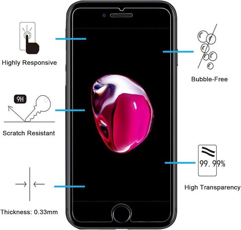 NEW'C 3 Pack Designed for iPhone 8,iPhone 7 Screen Protector (4.7"), Tempered Glass, Bubble Free, Ultra Resistant in Kuwait