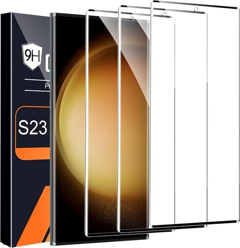3 Pack HD Clear Tempered Glass Screen Protector for Samsung Galaxy S23 Ultra 5G, Fingerprint Unlock, 3D Curved, Scratch Resistant, Bubble-Free in Kuwait