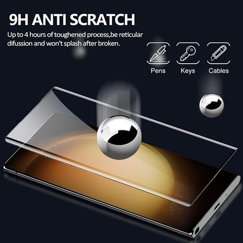 3 Pack HD Clear Tempered Glass Screen Protector for Samsung Galaxy S23 Ultra 5G, Fingerprint Unlock, 3D Curved, Scratch Resistant, Bubble-Free in Kuwait