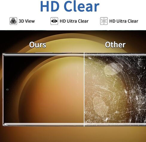 3 Pack HD Clear Tempered Glass Screen Protector for Samsung Galaxy S23 Ultra 5G, Fingerprint Unlock, 3D Curved, Scratch Resistant, Bubble-Free in Kuwait