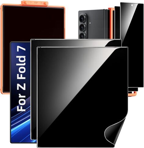 Hoerrye for Samsung Galaxy Z Fold 7 30° Privacy Screen Protector - [with Auto Align Frame Accessories] [2 Pack Inside Flexible TPU Film + 2 Pack Front Tempered Glass] No Creases,No Bubbles in Kuwait