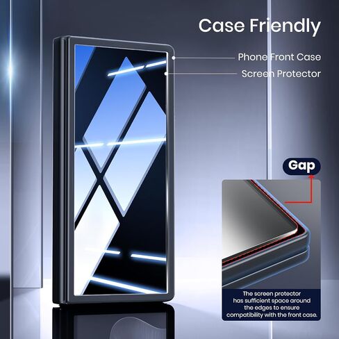 Hoerrye for Samsung Galaxy Z Fold 7 30° Privacy Screen Protector - [with Auto Align Frame Accessories] [2 Pack Inside Flexible TPU Film + 2 Pack Front Tempered Glass] No Creases,No Bubbles in Kuwait