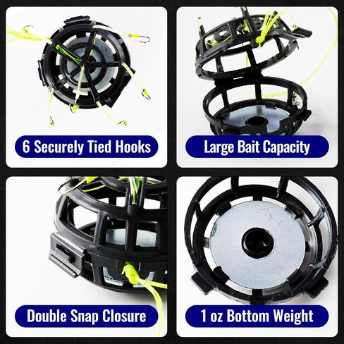 Bait Cage Reverse Bottom Fishing Rigs 6 Hook Anti Snag Trap Kit in Kuwait
