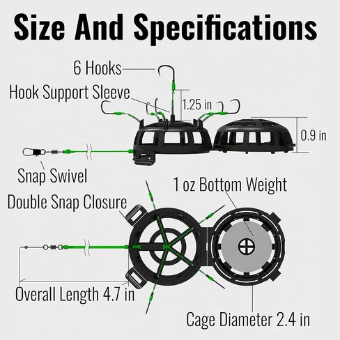 Bait Cage Reverse Bottom Fishing Rigs 6 Hook Anti Snag Trap Kit in Kuwait