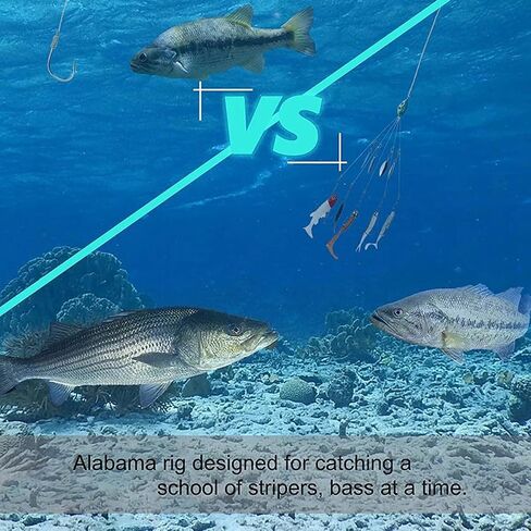 2Pcs Umbrella Rigs for Bass Stripers Fishing, Freshwater Fishing Swimbait Lures Rig Kit, Blue in Kuwait