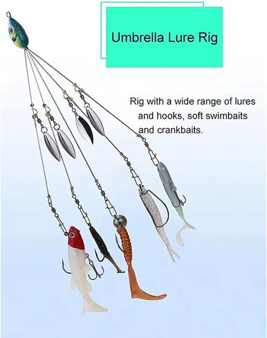 2Pcs Umbrella Rigs for Bass Stripers Fishing, Freshwater Fishing Swimbait Lures Rig Kit, Blue in Kuwait