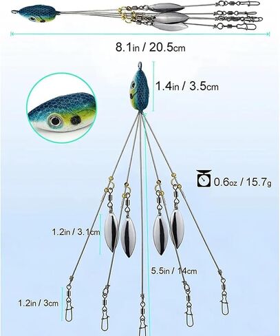 2Pcs Umbrella Rigs for Bass Stripers Fishing, Freshwater Fishing Swimbait Lures Rig Kit, Blue in Kuwait