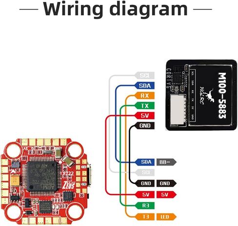 HGLRC M100-5883 Compass Module, Upgraded 10th Generation Chip Compatible with FPV Fixed-Wing UAV in Kuwait
