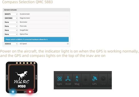 HGLRC M100-5883 Compass Module, Upgraded 10th Generation Chip Compatible with FPV Fixed-Wing UAV in Kuwait