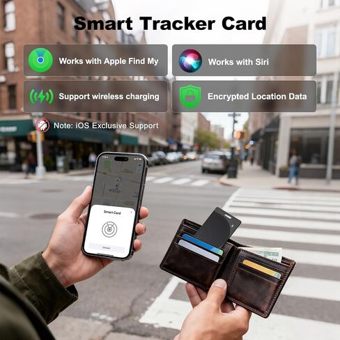 Wallet Tracker Card - Compatible with Apple Find My, Bluetooth Tracker Smart Card Wallet Finder, IP68 Waterproof, Item Locator for Luggage Tags, Passports, Purse (1) in Kuwait
