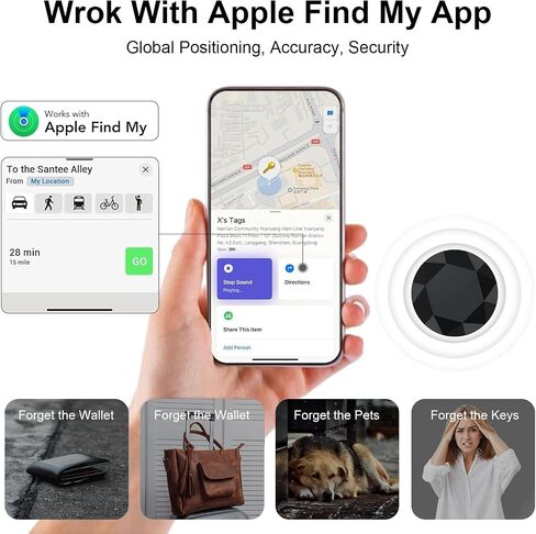 Tracker Tags-2 Pack Compatible with Apple Find My (iOS Only) Bluetooth Tracker, Smart Keys Finder and Item Locator with Waterproof Case for Wallet Luggage Backpack in Kuwait