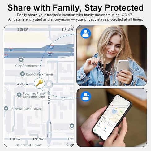 Tracker Tags-2 Pack Compatible with Apple Find My (iOS Only) Bluetooth Tracker, Smart Keys Finder and Item Locator with Waterproof Case for Wallet Luggage Backpack in Kuwait