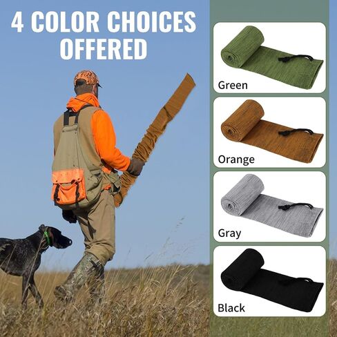 4 Pcs Gun Socks for Rifles and Shotguns 55 x 6 Inches Silicone Treated Knit with Drawstring Closure Elastic Design for Secure Storage Hunting Shooting Gear Gun Accessories for Men Gift in Saudi Arabia