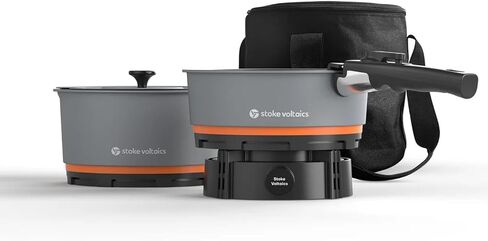 Stoke Voltaics Nomad Cooking System with Bag, Electric Camping Stove 200-1000W with Pan & Pot, 120V Portable Outdoor Cooking Gear Set, Windproof Cookware for RV, EV, Overland, Vanlife, Car Camping in Saudi Arabia