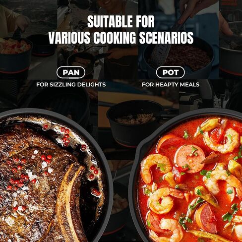 Stoke Voltaics Nomad Cooking System with Bag, Electric Camping Stove 200-1000W with Pan & Pot, 120V Portable Outdoor Cooking Gear Set, Windproof Cookware for RV, EV, Overland, Vanlife, Car Camping in Saudi Arabia