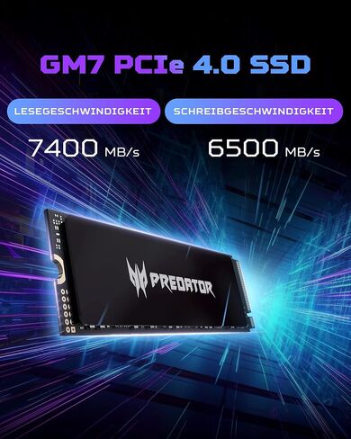 Acer Predator GM7 512GB SSD: M.2 2280 PCIe Gen 4 x4 NVMe 2.0, Read Speed Up to 7200 MB/s, Internal PC Solid State Drive for Laptop, Desktop and PS5 - BL.9BWWR.117 in Saudi Arabia