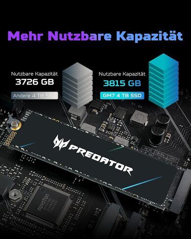 Acer Predator GM7 512GB SSD: M.2 2280 PCIe Gen 4 x4 NVMe 2.0, Read Speed Up to 7200 MB/s, Internal PC Solid State Drive for Laptop, Desktop and PS5 - BL.9BWWR.117 in Saudi Arabia