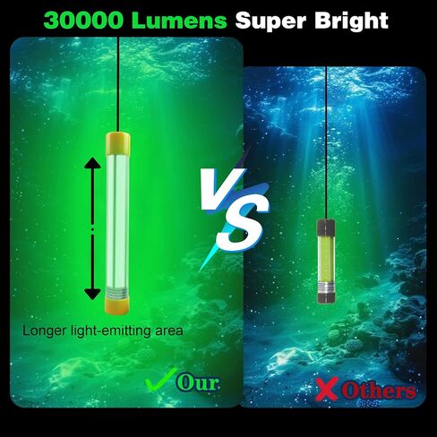 OROOTL Underwater Green Fishing Light 30000 Lumens 12V 50W LED Submersible Fishing Light Waterproof Fishing Bait Finder Attractants Dock Lamp for Squid Shrimp Snook Crappie in Saudi Arabia