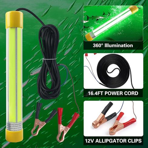 OROOTL Underwater Green Fishing Light 30000 Lumens 12V 50W LED Submersible Fishing Light Waterproof Fishing Bait Finder Attractants Dock Lamp for Squid Shrimp Snook Crappie in Saudi Arabia