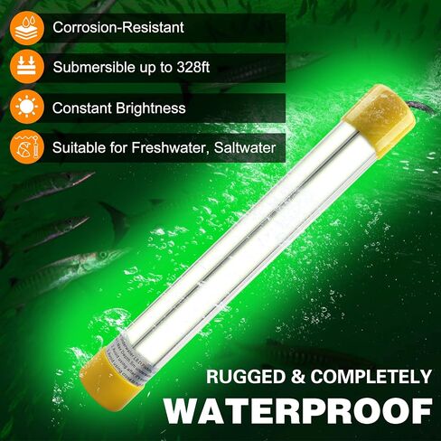 OROOTL Underwater Green Fishing Light 30000 Lumens 12V 50W LED Submersible Fishing Light Waterproof Fishing Bait Finder Attractants Dock Lamp for Squid Shrimp Snook Crappie in Saudi Arabia