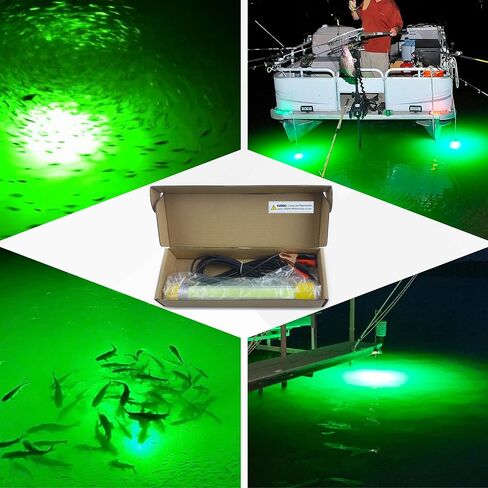 OROOTL Underwater Green Fishing Light 30000 Lumens 12V 50W LED Submersible Fishing Light Waterproof Fishing Bait Finder Attractants Dock Lamp for Squid Shrimp Snook Crappie in Saudi Arabia