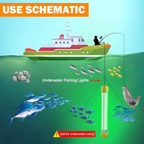 OROOTL Underwater Green Fishing Light 30000 Lumens 12V 50W LED Submersible Fishing Light Waterproof Fishing Bait Finder Attractants Dock Lamp for Squid Shrimp Snook Crappie in Saudi Arabia