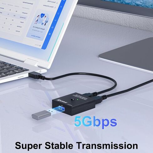 USB 3.0 Switch, Bi-Directional USB Switch 2 in 1 Out / 1 in 2 Out, USB3.0 Switcher Selector for 2 Computers Share Keyboard Mouse Scanner Printer,USB Cable not Included in Kuwait