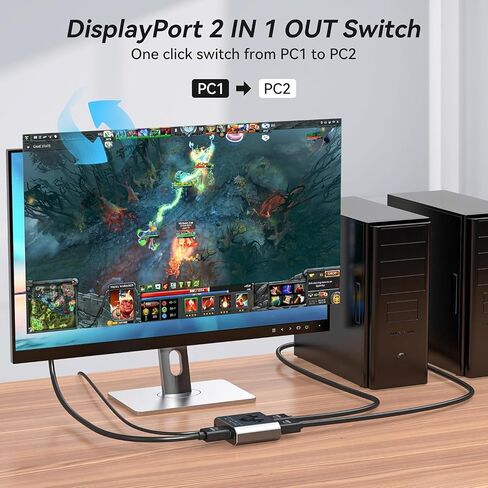 Displayport Switch 2 in 1 Out 8K60Hz 4K144Hz DP 1.4 Switcher Compatible with TVs Monitors Laptops PCs Projectors etc (Unidirectional) in Kuwait