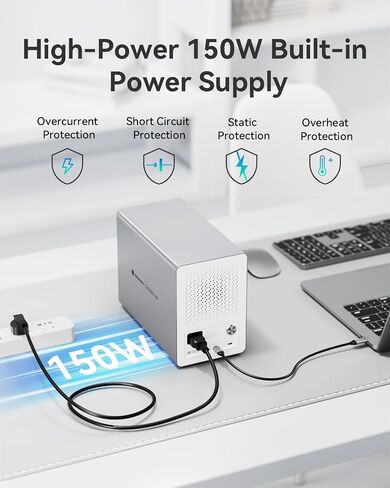 Yottamaster 5 Bay Hard Drive Enclosure USB C, 10Gbps Daisy-Chain 5 Bay DAS, Aluminum USB C DAS Enclosure Support 120TB (5x24TB), Max Up to 360TB for 2.5" & 3.5" SATA HDD/SSD (Diskless) VN500C3 in Kuwait