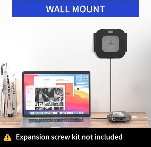Under Desk Mount Holder for HP USB-C G6 Dock, Fits Thunderbolt 4 (100W/180W/280W) and USB-C 100W Models, Metal Under-Desk Bracket, Easy Install with Hardware(Black Holder Only) in Kuwait