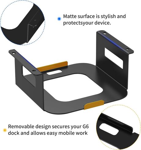Under Desk Mount Holder for HP USB-C G6 Dock, Fits Thunderbolt 4 (100W/180W/280W) and USB-C 100W Models, Metal Under-Desk Bracket, Easy Install with Hardware(Black Holder Only) in Kuwait