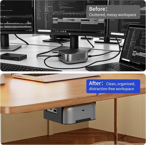 Under Desk Mount Holder for HP USB-C G6 Dock, Fits Thunderbolt 4 (100W/180W/280W) and USB-C 100W Models, Metal Under-Desk Bracket, Easy Install with Hardware(Black Holder Only) in Kuwait