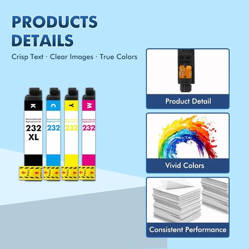 Remanufactured for 232XL Ink Cartridge Combo Pack for Epson Printer XP-4200 in Saudi Arabia