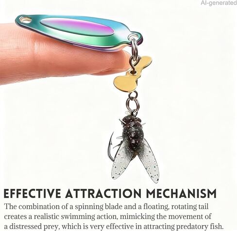 Metal Propeller Fishing Lure for Catching Fish - 5pcs Set, Spinning Blade Bass Trout Lures with Floating Rotating Tail, 3D Fly Bionic Soft Bait, Suitable for Most Kinds of Fish in Kuwait