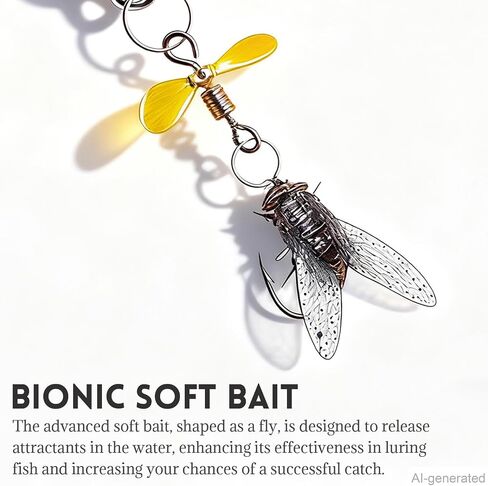 Metal Propeller Fishing Lure for Catching Fish - 5pcs Set, Spinning Blade Bass Trout Lures with Floating Rotating Tail, 3D Fly Bionic Soft Bait, Suitable for Most Kinds of Fish in Kuwait
