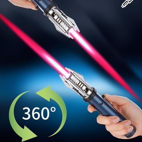 Torch Lighter, Camping Outdoor Windproof Straight Flame Lighter, Adjustable Red/Blue Flame Torch Lighter, Refillable Butane Gas Windproof Jet Flame Cool Lighter for Candle BBQ Gift (NO Gas) (Silver) in Kuwait