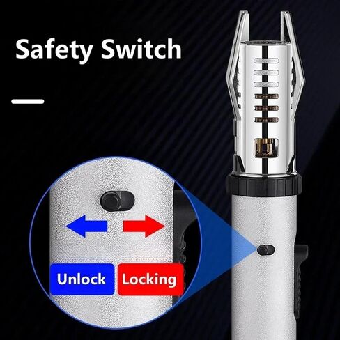 Torch Lighter, Camping Outdoor Windproof Straight Flame Lighter, Adjustable Red/Blue Flame Torch Lighter, Refillable Butane Gas Windproof Jet Flame Cool Lighter for Candle BBQ Gift (NO Gas) (Silver) in Kuwait