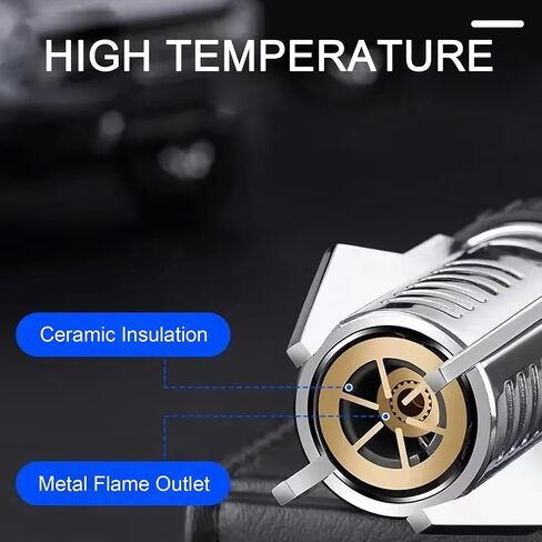 Torch Lighter, Camping Outdoor Windproof Straight Flame Lighter, Adjustable Red/Blue Flame Torch Lighter, Refillable Butane Gas Windproof Jet Flame Cool Lighter for Candle BBQ Gift (NO Gas) (Silver) in Kuwait