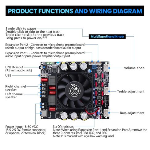 ZK-3002T Bluetooth Amplifier Board, 2 x 300W in Kuwait