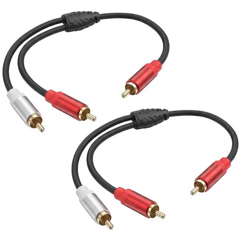 2 PCS RCA‑Connector Male to Male, Short RCA‑Connector Y Splitter Cable 1ft Splitter 1 Males to 2 Males for Subwoofer Amplifier Speaker Stereo System in Kuwait
