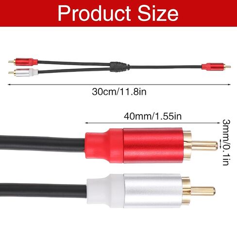 2 PCS RCA‑Connector Male to Male, Short RCA‑Connector Y Splitter Cable 1ft Splitter 1 Males to 2 Males for Subwoofer Amplifier Speaker Stereo System in Kuwait